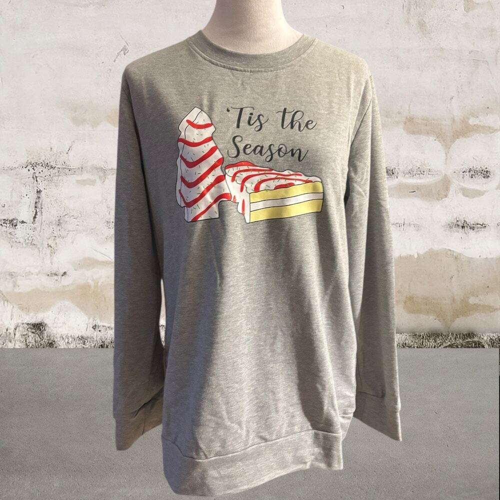 Tis The Season Women's Gray Sweatshirt Size Medium NEW - Picture 2 of 6